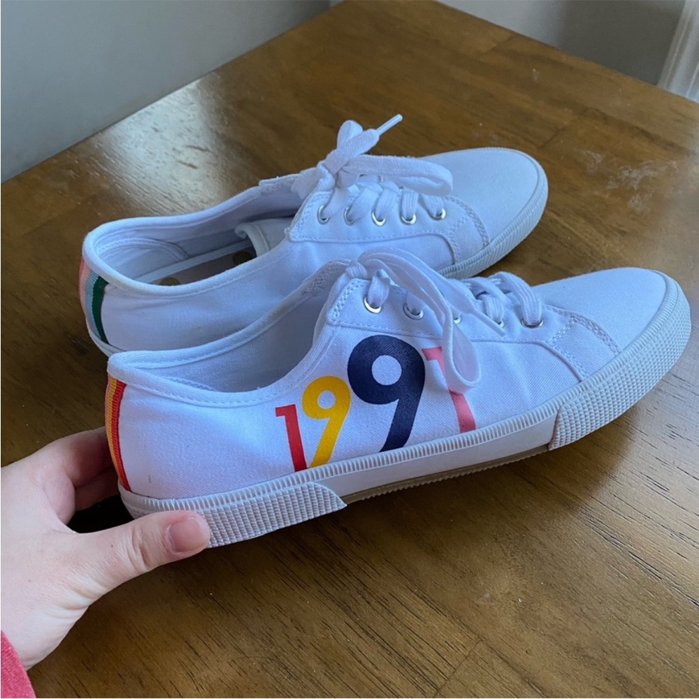 Boden White Sneakers with Multicolor Accents